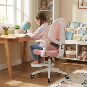 Detská otočná stolička Neoseat JUNI 009 s podnožou — látka, ružová