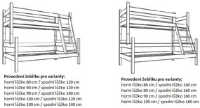 Detská poschodová posteľ s rozšíreným spodným lôžkom z MASÍVU 200x90cm so šuplíkmi PAVLÍNA
