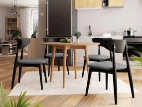 Okrúhly stôl Vidariko FI 100 so 6 stoličkami ST80 01, Dostupné poťahy: Magic Velvet 2217, farebné prevedenie stola v dreve: Prírodná, farebné prevedenie stoličky v dreve: čierna
