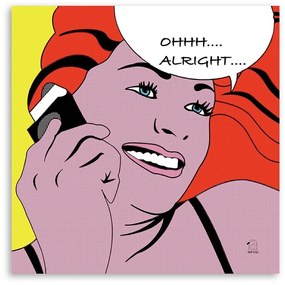 Obraz na plátně Pop-artová žena s telefonem - 50x50 cm