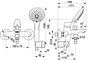 KFA Armatura 5244-510-00 - Vaňová sada s batériou MORRIS lesklý chróm