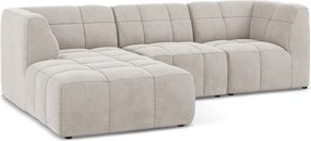 Béžová zamatová rohová pohovka (ľavý roh/s leňoškou) Aloha – Makamii