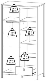Biela šatníková skriňa so zrkadlom 102x199x58 cm Madrid – Tvilum