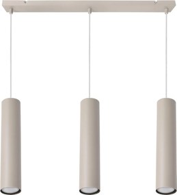 Závesné svietidlo Tuba, 3x béžové kovové tienidlo