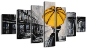 Gario Ručne maľovaný obraz Žltý bozk v daždi - 7 dielny Rozmery: 210 x 100 cm