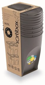 Set košov na triedený odpad, 4 x 35 l, sivá