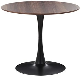 Okrúhly jedálenský stôl ⌀ 90 cm tmavé drevo/čierna BOCA Beliani