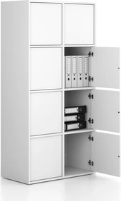 Kancelárska skriňa FRAME, 8x dvere, 872 x 450 x 1735 mm, PUSH-lock, biela