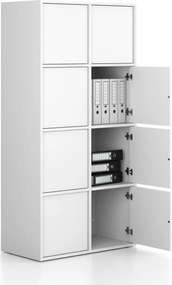 Kancelárska skriňa FRAME, 8x dvere, 872 x 450 x 1735 mm, PUSH-lock, biela