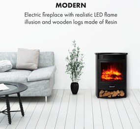 Klarstein Bormio S Smart, elektrický krb, 950/1900 W, termostat, týždenný časovač, čierny