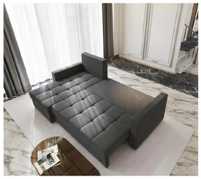 AKCIA Tmavo sivá rozkladacia rohová pohovka ZENOVA 220x140 cm, obojstranná II. akosť