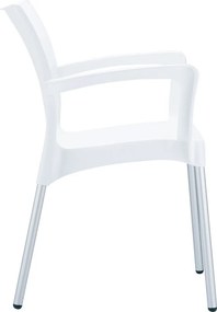 DOLCE záhradná stolička s podrúčkami white