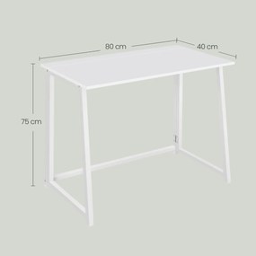 Set do pracovne ZARIMO stôl 80x40 cm, biela + kreslo AVOLA VELVET svetlo hnedé