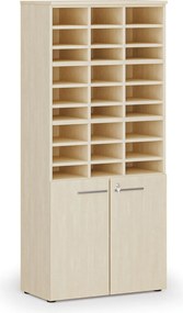 Triediaci regál s dverami PRIMO WOOD, 800 x 420 x 1781 mm, 27 priehradok, breza