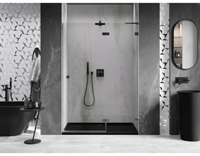 Mexen, Mexen Lunar L výklopné pravé sprchové dvere 130 cm, priehľadné, pištoľovo šedé kartáčované - 834L-130-000-66-00-P