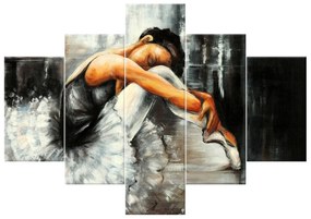 Gario Ručne maľovaný obraz Spiaca baletka - 5 dielny Rozmery: 100 x 70 cm