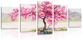 5-dielny obraz orientálna čerešňa v ružovom prevedení Varianta: 100x50