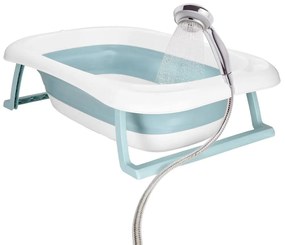 SPRINGOS Skladacia detská vanička 35 L pre bábätká, s teplomerom a vankúšikom, biela a modrá SB0063