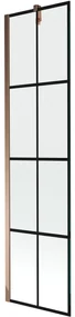 Mexen Next vaňová zástena jednokrídlová 50 x 150 cm, Čierny vzor, Zlatoružová - 895-050-000-00-77-60