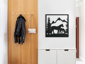 drevko 3D obraz Kobyla so žriebätkom Rozmer obrazu: 32,5 x 32,5 cm, Farba dekorácie: Čierna