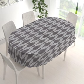Biante Dekoračný oválny obrus Leona LN-047 Svetlo sivé obrazce a pásiky 100x140 cm