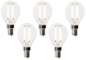 Sada 5 stmievateľných LED žiaroviek E14 P45 z číreho skla 3W 250 lm 3000K
