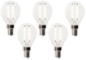 Sada 5 stmievateľných LED žiaroviek E14 P45 z číreho skla 3W 250 lm 3000K