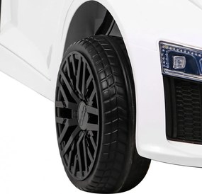 Ramiz Audi R8 na batérie pre deti Biela + diaľkové ovládanie + EVA + pomalý štart + MP3 LED