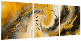 Obraz - Špirálna abstrakcia (s hodinami) (90x30 cm)