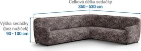 Bielastické poťahy MARMO hnedé rohová sedačka (š. 350 - 530 cm)