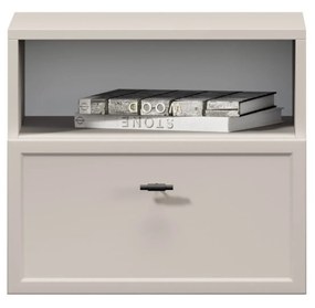 Závesný nočný stolík Lorini 45 cm - kašmírová / čierna úchytka T