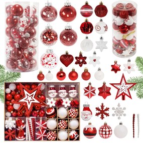 Sada vánočních ozdob na stromeček Red Santa 149 ks červená/bílá