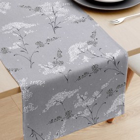 Goldea behúň na stôl 100% bavlnené plátno - japonské kvety na sivom 50x180 cm