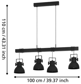 Eglo 43726 - Luster na lanku SHIREBROOK 4xE27/40W/230V