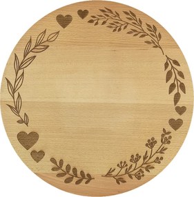 AMADEA Drevená otočná doštička s gravírom, masívne drevo, 35 cm