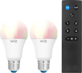 SADA 2x LED RGBW stmievateľné žiarovky A60 E27/9W/230V 2200-6500K Wi-Fi + diaľkový ovládač - WiZ
