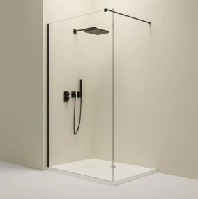 Erga Paris, sprchová zástena Walk-In 50x200 cm, 8mm číre sklo, čierny profil, ERG-V02-PARIS-050x200-CL-BK