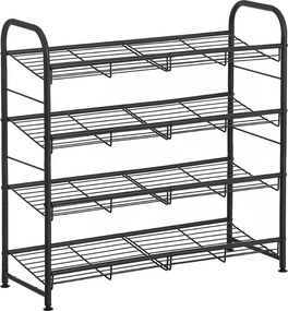 Regál na topánky IRON, 4 police, 68,5x27,5x65cm, čierna SongmicsHome