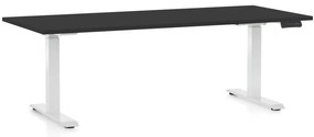 Výškovo nastaviteľný stôl OfficeTech C, 180 x 80 cm, biela podnož, čierna