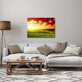 Obraz lúky so žiariacim slnkom (70x50 cm)
