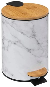 Odpadkový kôš Lea White, biela/s drevenými prvkami, 25x16,8x16,8 cm