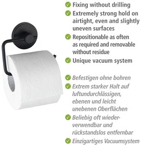 Čierny držiak na toaletný papier Wenko Vacuum-Loc® Milazzo