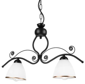 Luster na reťazi RETRO 2xE27/60W/230V matná čierna