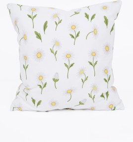 Bavlnená obliečka na vankúš Renforcé 40 × 40 cm - Sedmokrásky sivozelené/biele