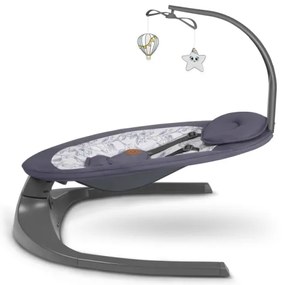 Lionelo - Detské hojdacie kresielko s melódiou RALF 4xAA Sivá/Biela + diaľkové ovládanie