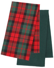 Kuchynské utierky sada 2 ks Karo/zelená – bavlna a polyester, károvaný vzor