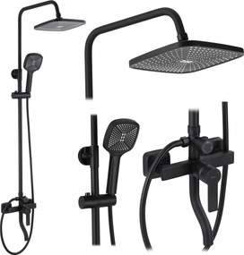 Rea Argus, sprchový set s vaňovou výlevkou, čierna matná, REA-P2389