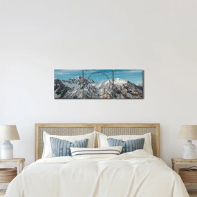 Obraz zasnežených vrcholkov, Fiordland (s hodinami) (90x30 cm)