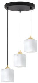 Závesné svietidlo Riffle Square, 3x biele sklenené tienidlo, b/g, o