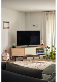 Krémovobiela TV komoda v dubovom dekore Teulat Yoko